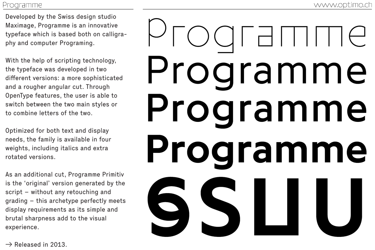 Programme Font preview
